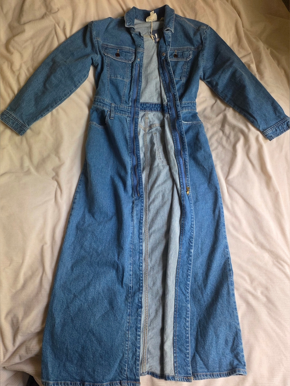 Universal Thread Women's Long Sleeve Denim Maxi Shirtdress Medium Blue Nwt - Picture 11 of 16